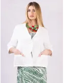 Rubamori white tweed cotton frayed jacket Chanel styled