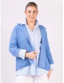 Rubamori Light blue tweed cotton frayed jacket Chanel style