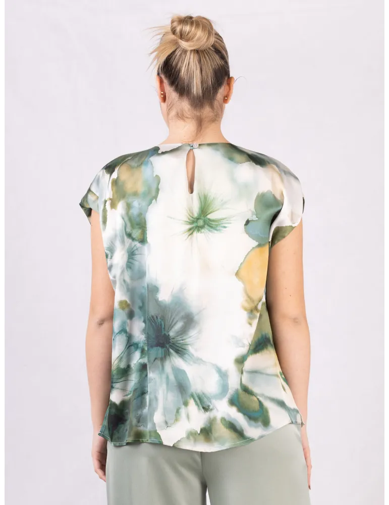 Rubamori Petrol green floral blouse shirt