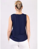 Rubamori Milano plain blue viscose sleeveless tank top
