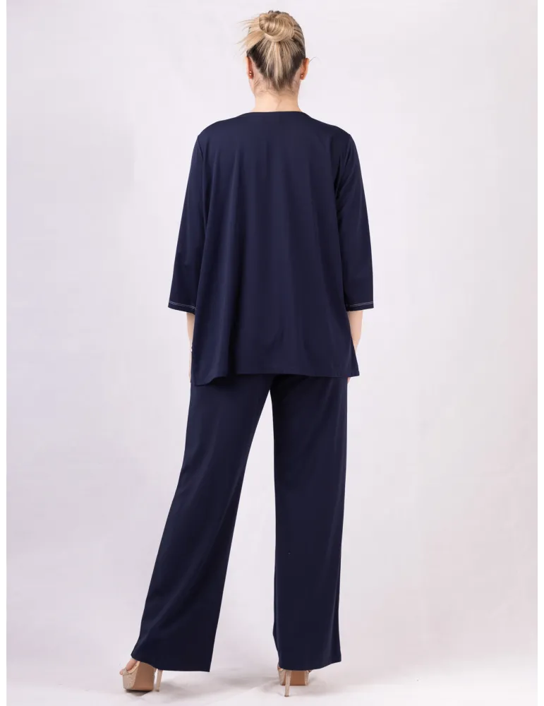 Rubamori Dark blue three quarter sleeve wide blouse shirt