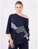 Tuta maglia oversize e pantaloni blu Rubamori fino alla taglia 56