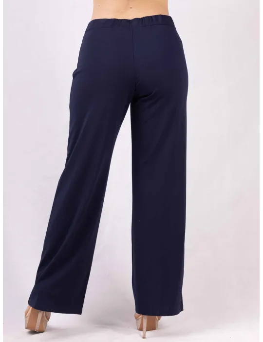 Rubamori Italy dark blue summer wavy palazzo trousers plus size