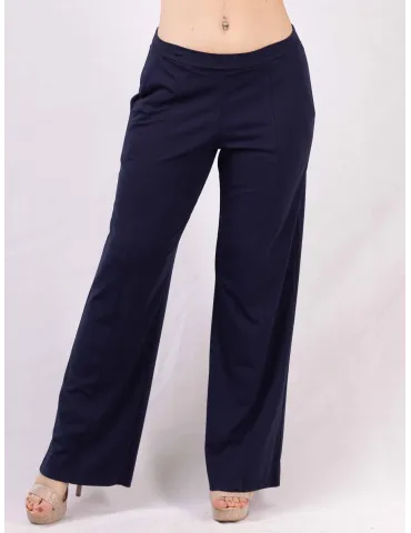 Pantaloni palazzo blu estivi in jersey viscosa Completo tuta Rubamori