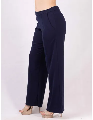 Pantaloni palazzo blu estivi in jersey viscosa Completo tuta Rubamori 2