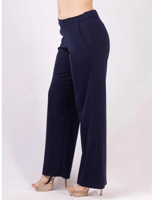 Pantaloni palazzo blu estivi in jersey viscosa Completo tuta Rubamori