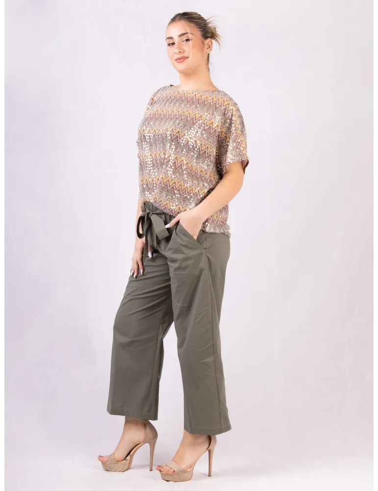 Rubamori Milano Kimono blouse in zigzag knit with sequins