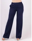 Rubamori Italy dark blue summer wavy palazzo trousers plus size