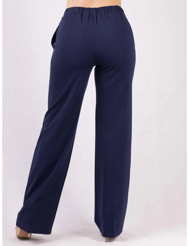 Rubamori Milano blue viscose wavy palazzo trousers