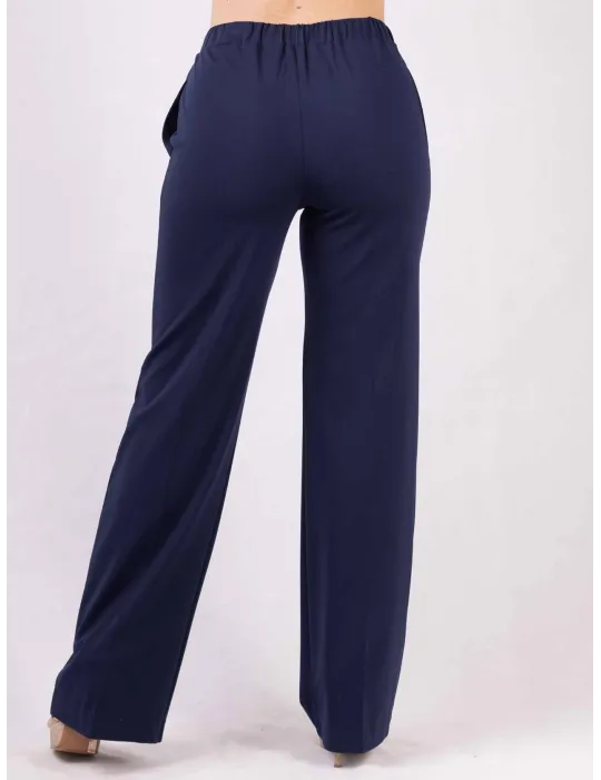 Pantaloni palazzo blu estivi in jersey viscosa Completo tuta Rubamori