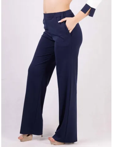 Pantaloni palazzo blu estivi in jersey viscosa Completo tuta Rubamori 2