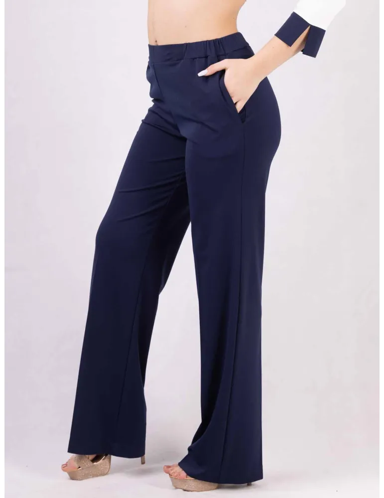 Rubamori Milano blue viscose wavy palazzo trousers