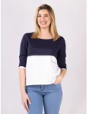 Riva Chic Two-Tone Sporty Jersey Top with rhinestones
