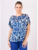 Rubamori white and royal blue kimono t-shirt with pleat