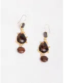 Shiny golden rhinestones long earrings