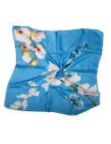 Tessago 2024 | Foulard carrè in raso di seta celeste fantasia orchidee