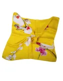 Tessago 2024 | Foulard carrè in raso di seta gialla fantasia orchidee