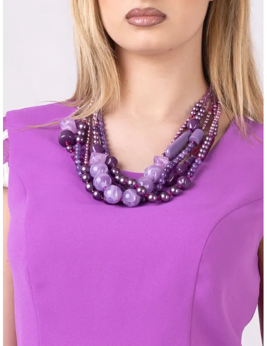 Silver rhinestones handmade multi-strand chain necklace