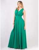 Casting Emerald green long cross-over dress with side slit