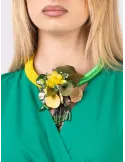 Handmade yellow and green rigid short necklace with flower