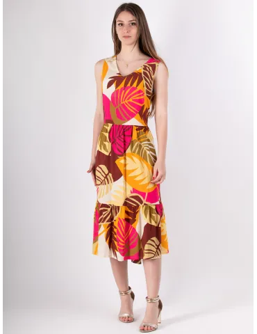 Rubamori Milano Acid green and blue long ruffled sundress