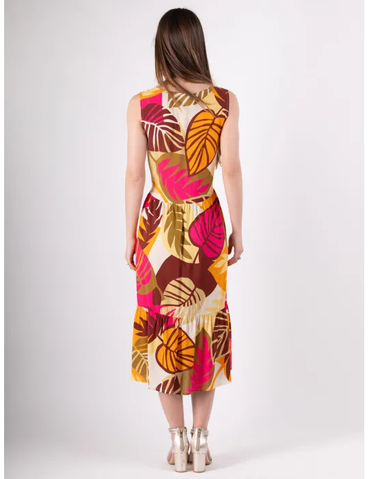Rubamori Milano Acid green and blue long ruffled sundress