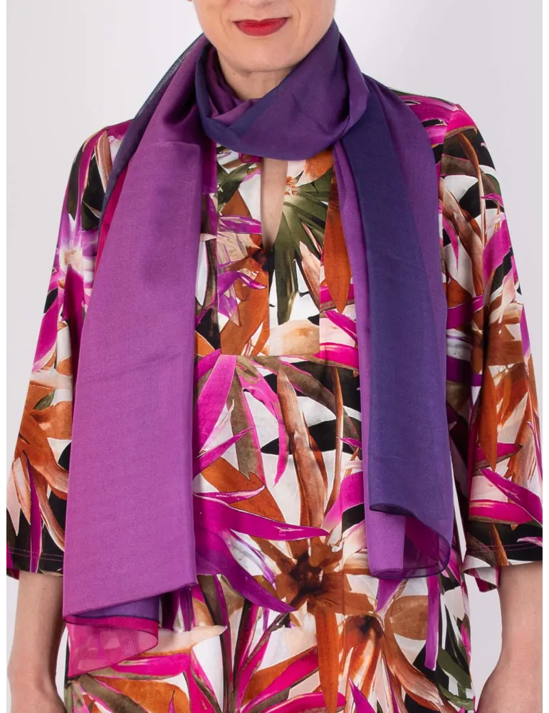 Blended purple and fuchsia silk shawl | Formal scarf sarong beach robe Blended purple and fuchsia silk shawl | Formal scarf sarong beach robe
