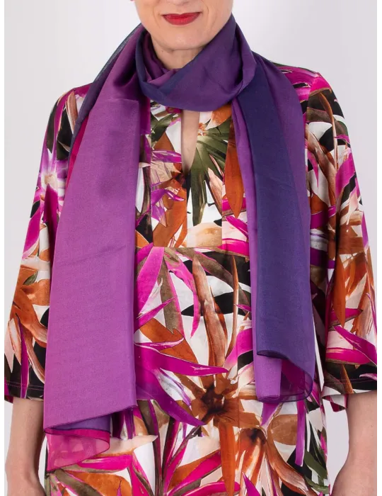 Blended purple and fuchsia silk shawl | Formal scarf sarong beach robe Blended purple and fuchsia silk shawl | Formal scarf sarong beach robe