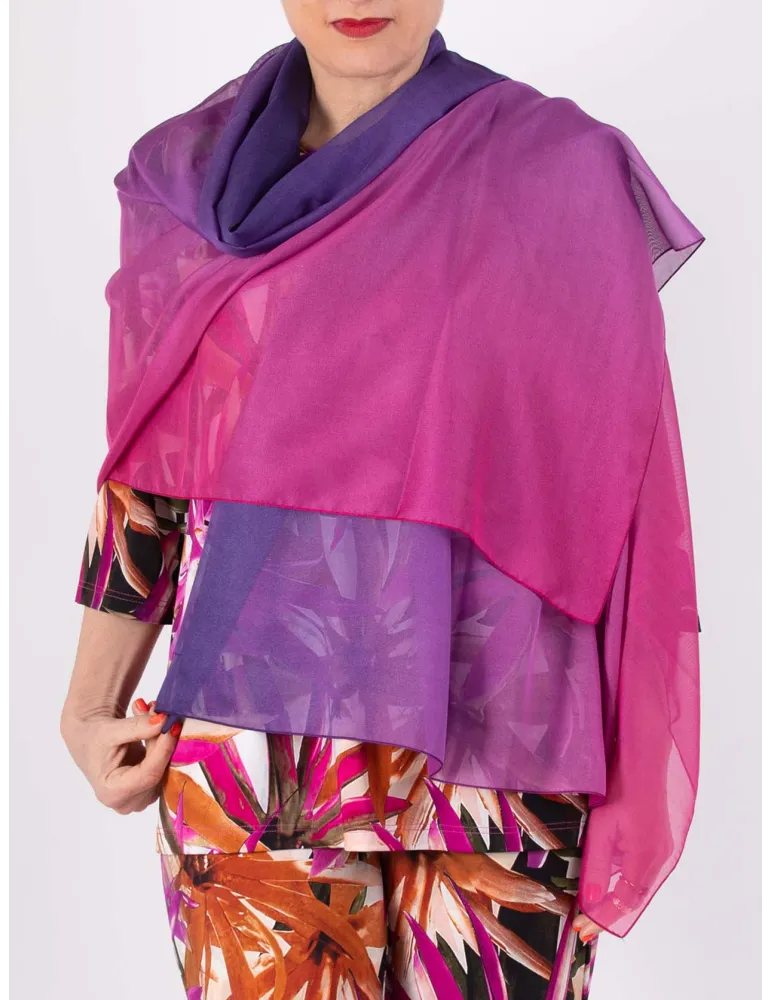 Blended purple and fuchsia silk big scarf shawl sarong