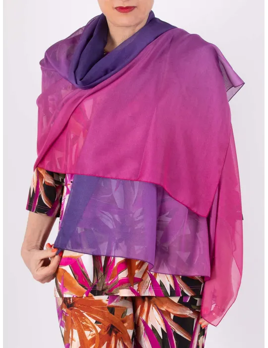 Blended purple and fuchsia silk shawl | Formal scarf sarong beach robe