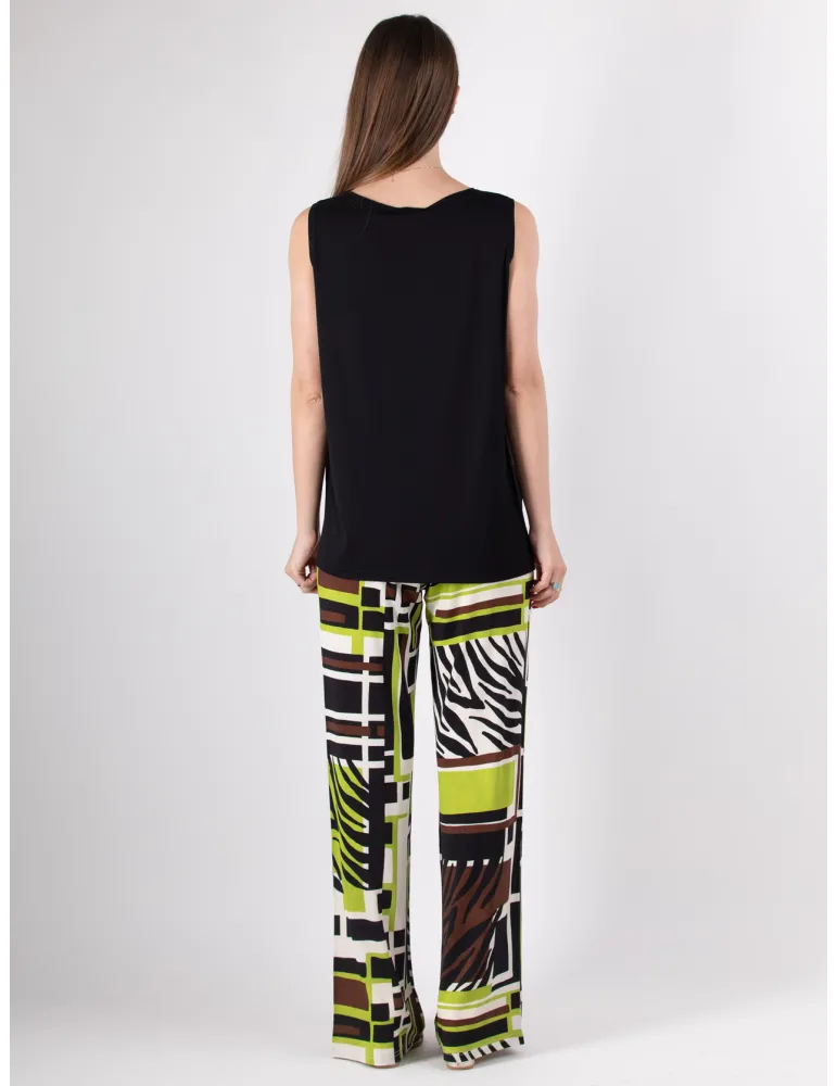 Rubamori Milano | Plain black silk satin sleeveless top | Plus sizes