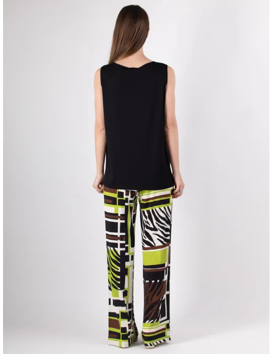 Rubamori plain shiny black silk satin sleeveless top