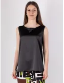 Rubamori Milano | Plain black silk satin sleeveless top | Plus sizes