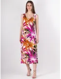 Rubamori Italy | bright tropical leaves printed midi sundress