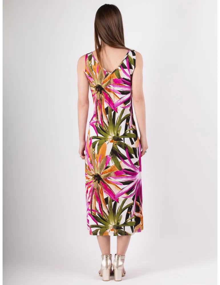 Rubamori Italy | bright tropical leaves printed midi sundress