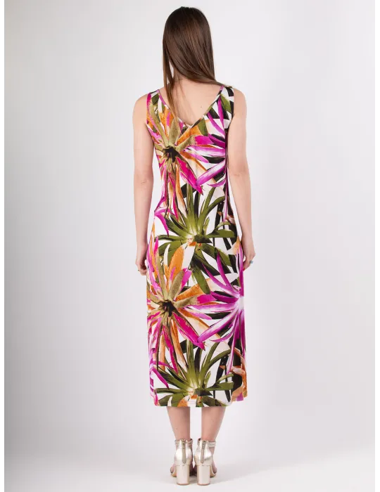 Rubamori Italy | bright tropical leaves printed midi sundress