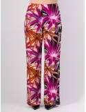 Bright tropical leaves printed wide palazzo trousers