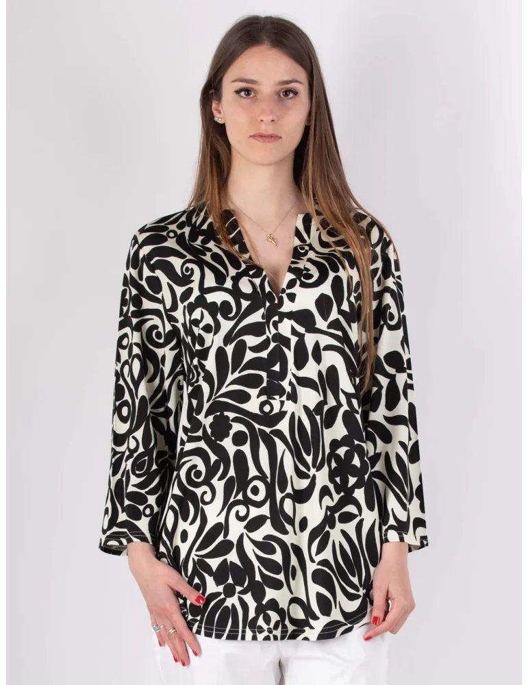 Rubamori creamy white and black kaftan blouse shirt Rubamori creamy white and black kaftan blouse shirt