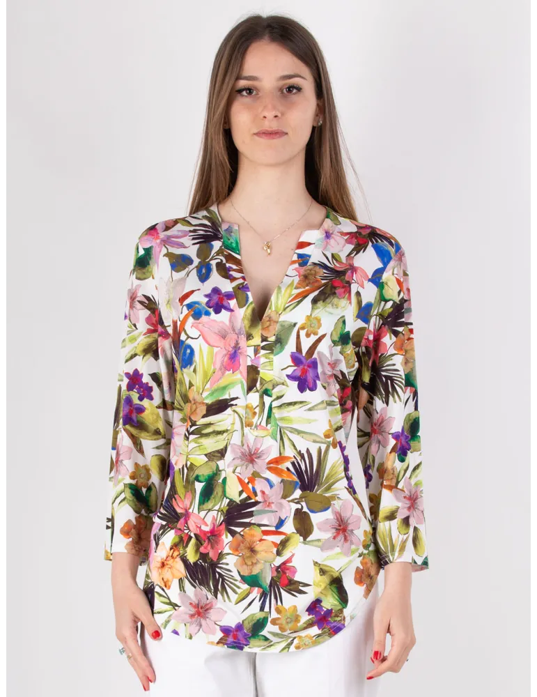 Blusa caftano fantasia fiori tropicali | Rubamori Milano Blusa caftano fantasia fiori tropicali | Rubamori Milano