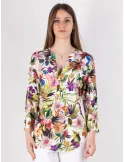 Rubamori Bright colours tropical flowers printed caftan blouse shirt