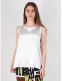 Rubamori Milano | Plain white silk satin sleeveless top | Plus sizes