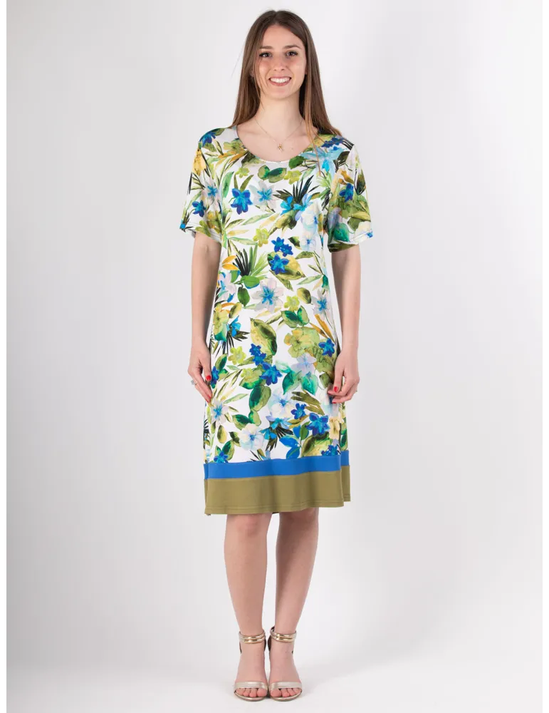 Rubamori Lime green and blue floral print A-line dress Rubamori Lime green and blue floral print A-line dress