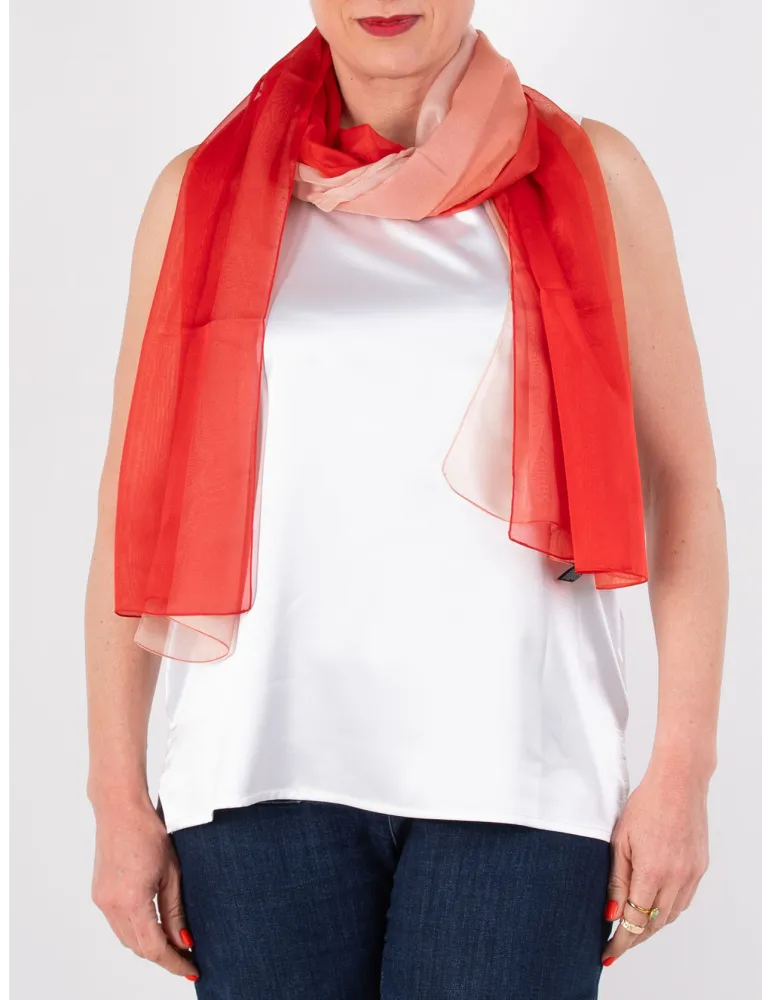 Coral red and pink blended formal silk scarf shawl sarong