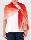 Stola Pareo Sciarpa di chiffon | Scialle sfumato rosso corallo e rosa