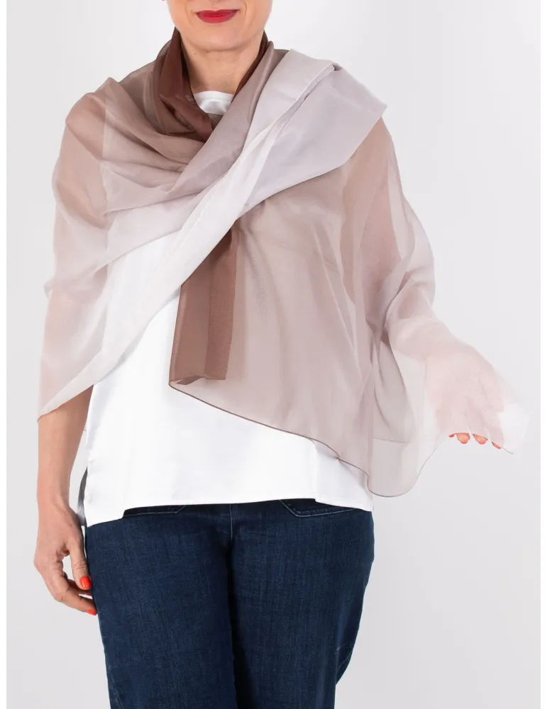 Stola Pareo Sciarpa di chiffon | Scialle sfumato bianco marrone