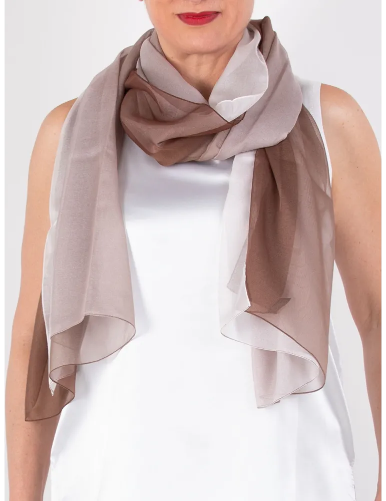 Brown and white blended formal silk scarf shawl sarong Brown and white blended formal silk scarf shawl sarong