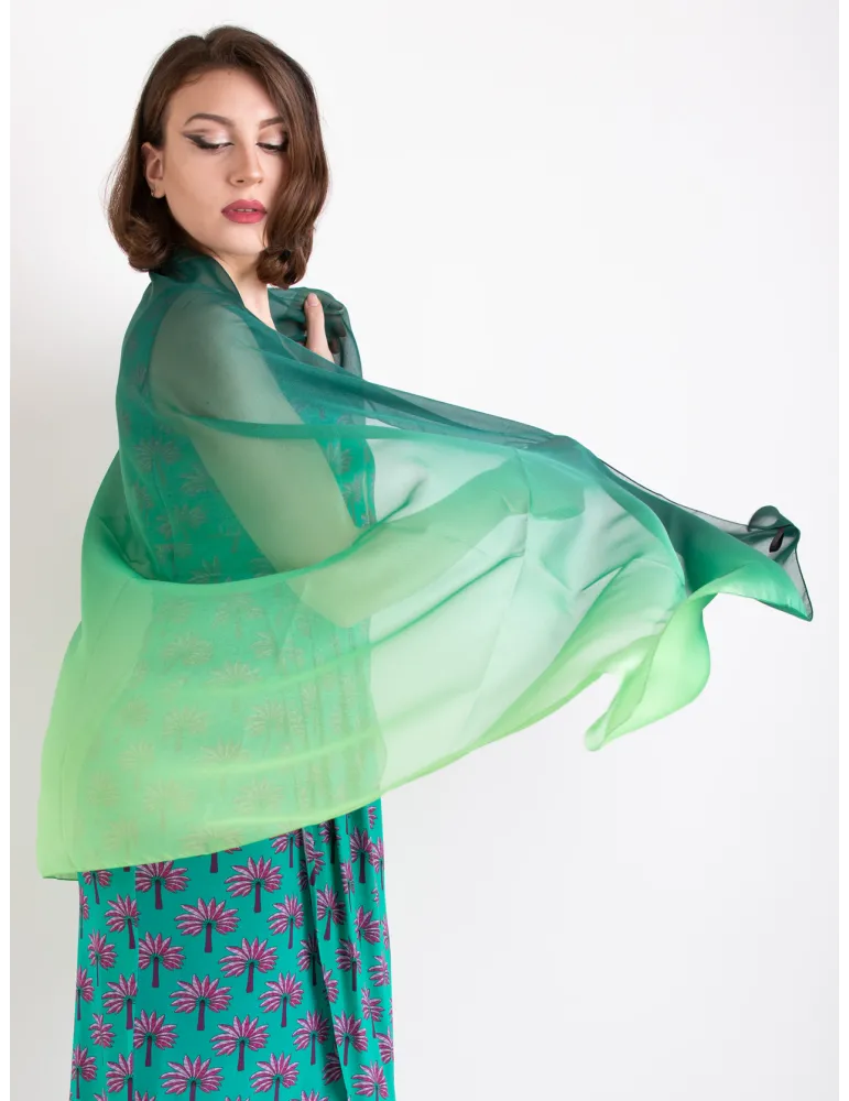 Blended dark and light green silk scarf shawl sarong