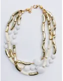 White and Gold Pearl Multi-Strand Necklace