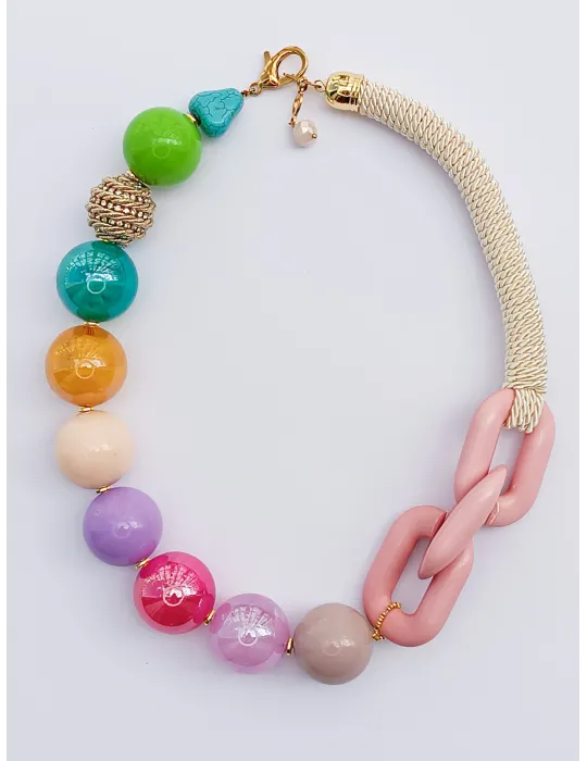 Multi-coloured pearls and crystal round necklace Multi-coloured pearls and crystal round necklace