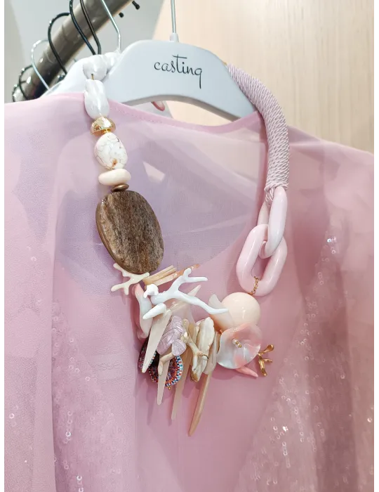 Delicate Necklace White and Pink Pearls | Italian handmade jewels